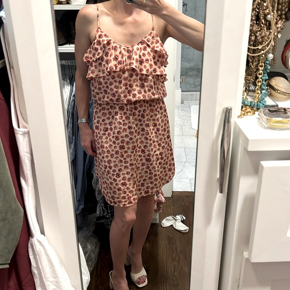 Rebecca Taylor Floral Silk Spaghetti Strap Dress